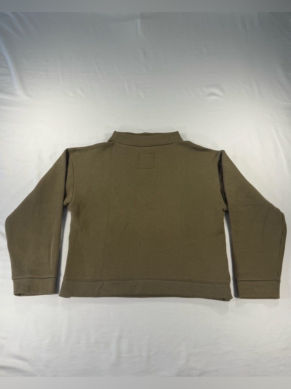 Madewell MWL Women's XS Earthy Green Mock Neck Sweater w/ Front Pocket & Buttons - Picture 4 of 13